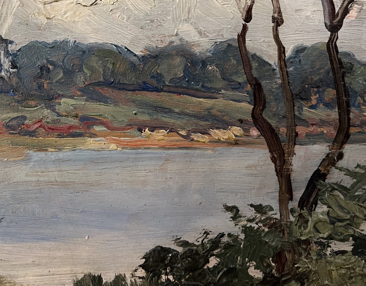 Charles Corcuff (Tour Tanguy, Brest, Francia, 1872-1953) Paesaggio sulle rive dell' Aven-photo-7