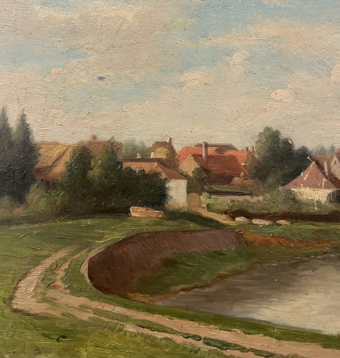 Artista del XX secolo, firmato Meray H, Paesaggio in riva al lago, Inizio del XX secolo-photo-4