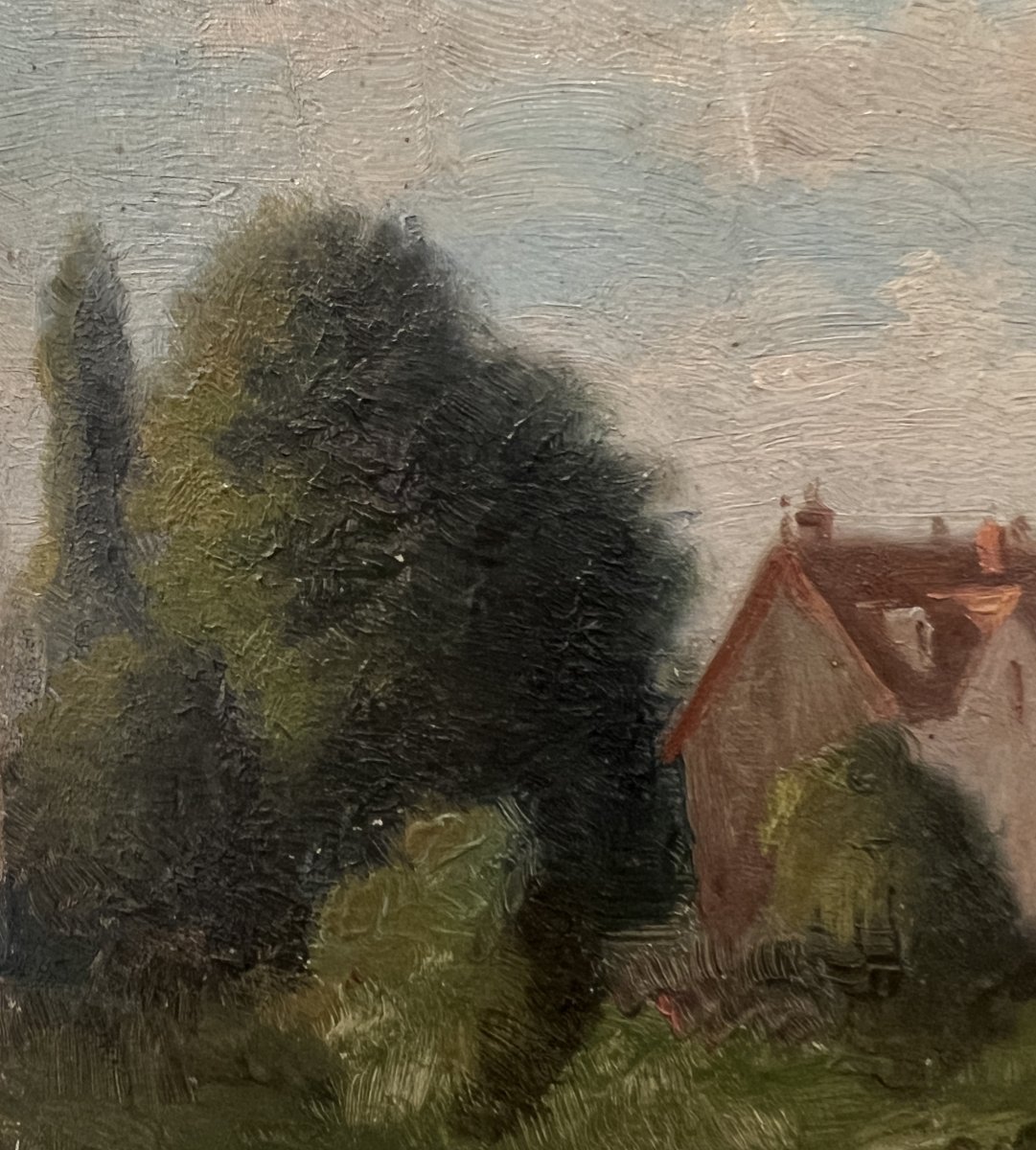 Artista del XX secolo, firmato Meray H, Paesaggio in riva al lago, Inizio del XX secolo-photo-5
