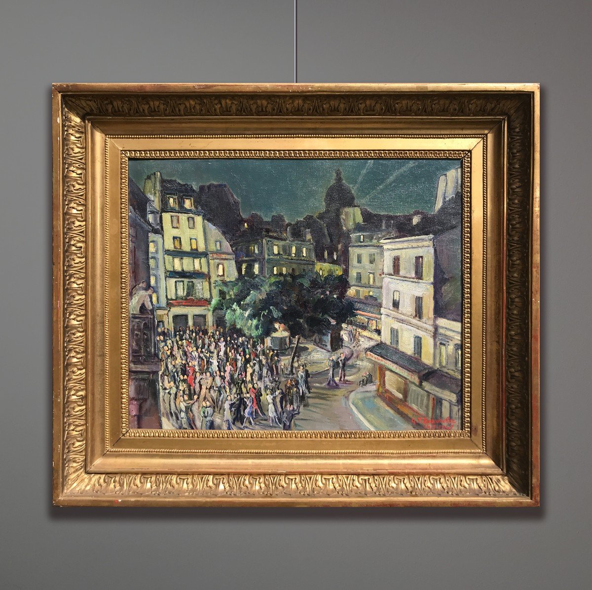 Gustave Francois Beaudelet (1893-1968) Montmartre in Festa, 1947