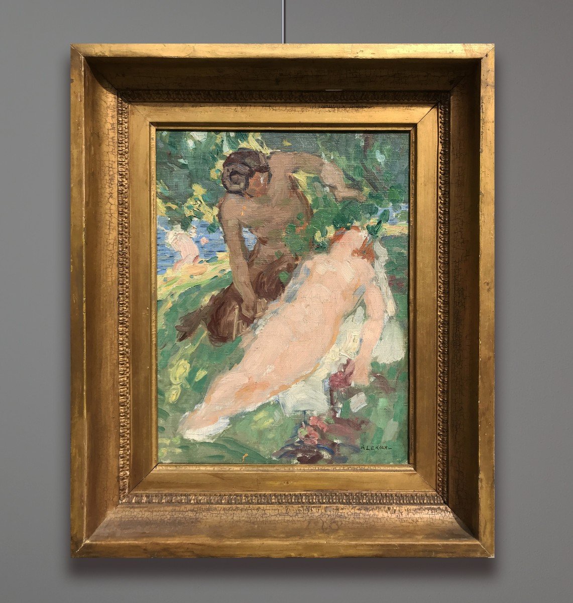Auguste Leroux (1871-1954) Satyre Et Nymphe