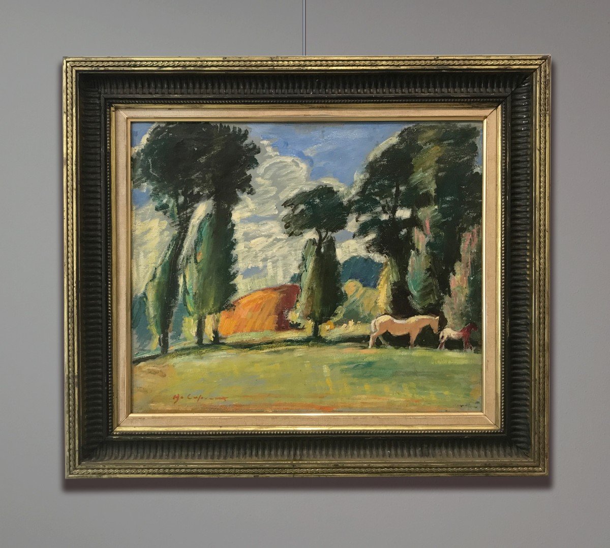 Albert Copieux (1885-1956) Paesaggio con Cavalli