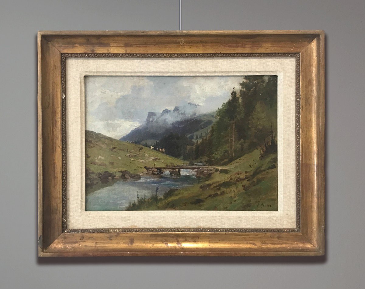 Johann Joseph Geisser (1824-1894) Paesaggio Svizzero