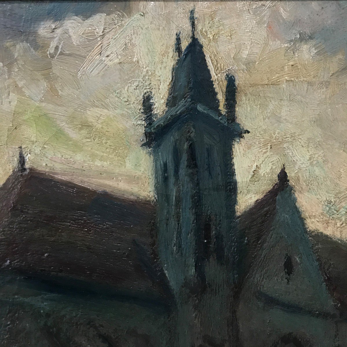 Artiste Du 20ème Siècle, L'église de Moret sur Loing (prés de Fontainebleau)-photo-2