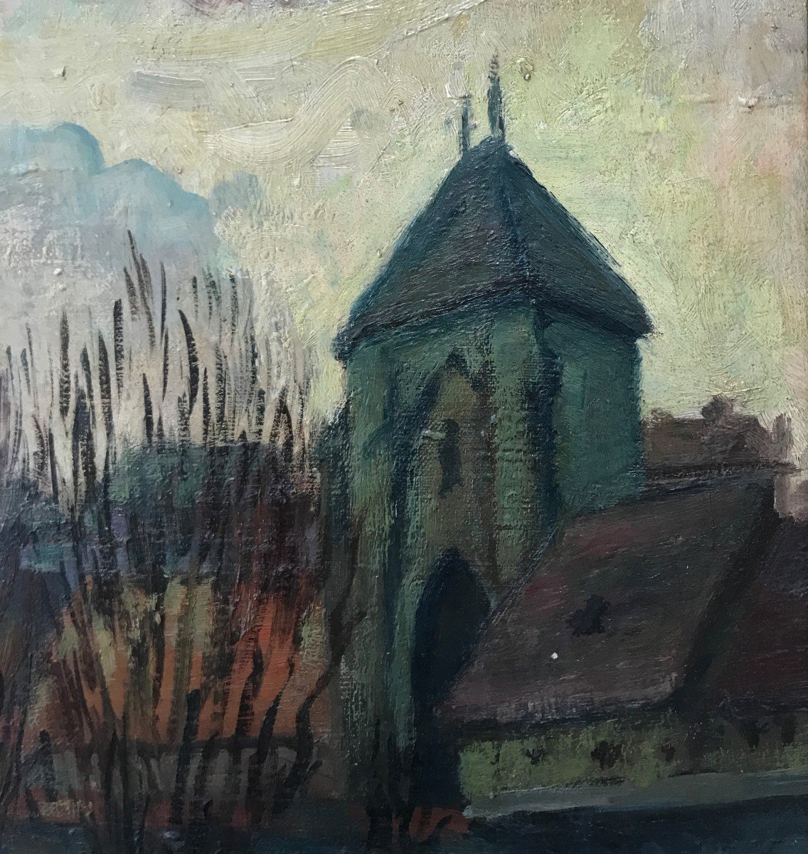 Artiste Du 20ème Siècle, L'église de Moret sur Loing (prés de Fontainebleau)-photo-5