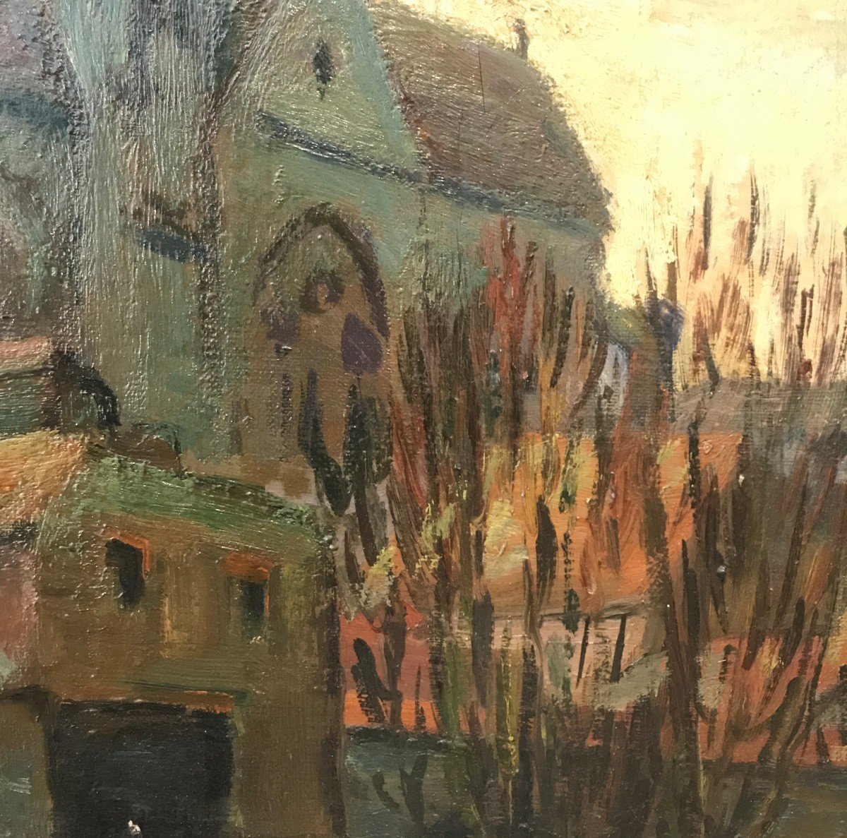 Artiste Du 20ème Siècle, L'église de Moret sur Loing (prés de Fontainebleau)-photo-6
