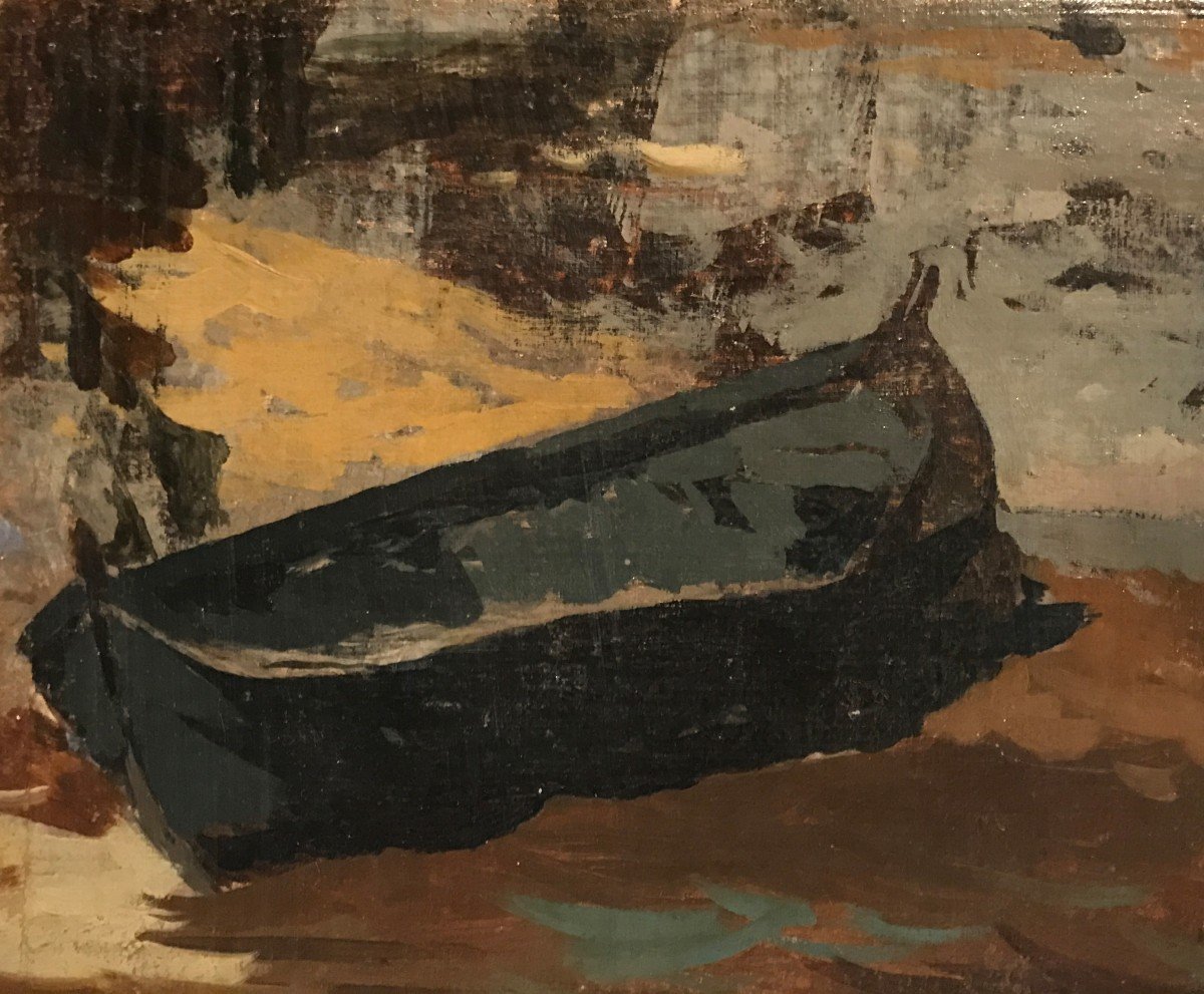 Artiste Du 20ème Siècle, Bateau Sur Le Rivage-photo-4