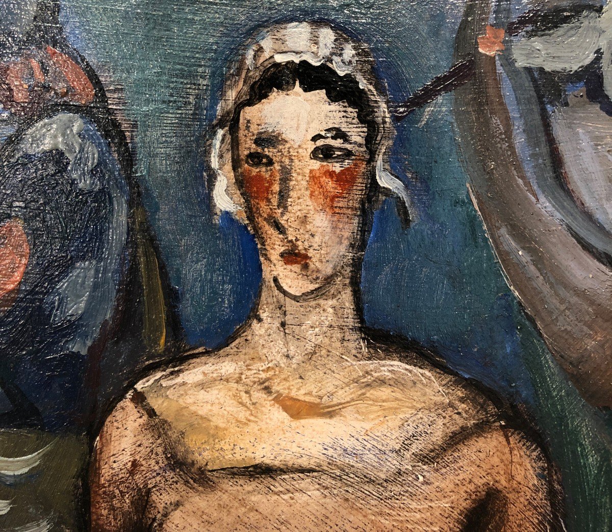 André Verdilhan (1881-1963) Il mercante di pesce (recto) Ritratto di un uomo (verso)-photo-3