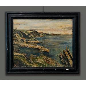 Scuola francese del XX secolo, Post-Impressionista, firma illeggibile, Paesaggio