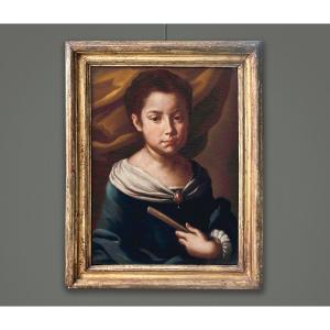 Giuseppe Bonito Attribuito a (Napoli, 1707 - 1789) Ritratto di bambina con ventaglio