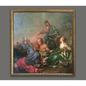 Scuola Francese del XVIII secolo, Scena Epica, (Enea e Didone?)