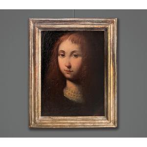 Scuola Lombarda fine XVII Secolo, Ritratto di bambina con collana di perle