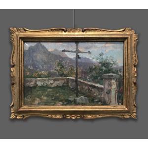 Giuseppe Duodo (Venezia, 1877–1955), Paesaggio con montagne