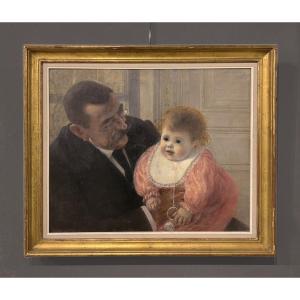 Gabriel Biessy (Francia, 1854-1935) Frans, figlio dell'artista con il nonno, 1893