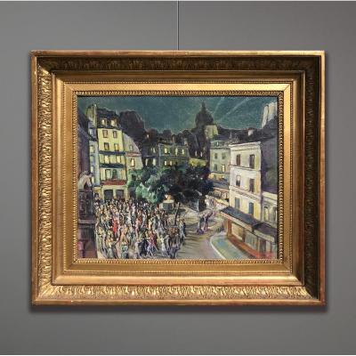 Gustave Francois Beaudelet (1893-1968) Montmartre in Festa, 1947