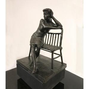 Eros Pellini (1909-1993) Giovane Donna Seduta Su Una Panchina