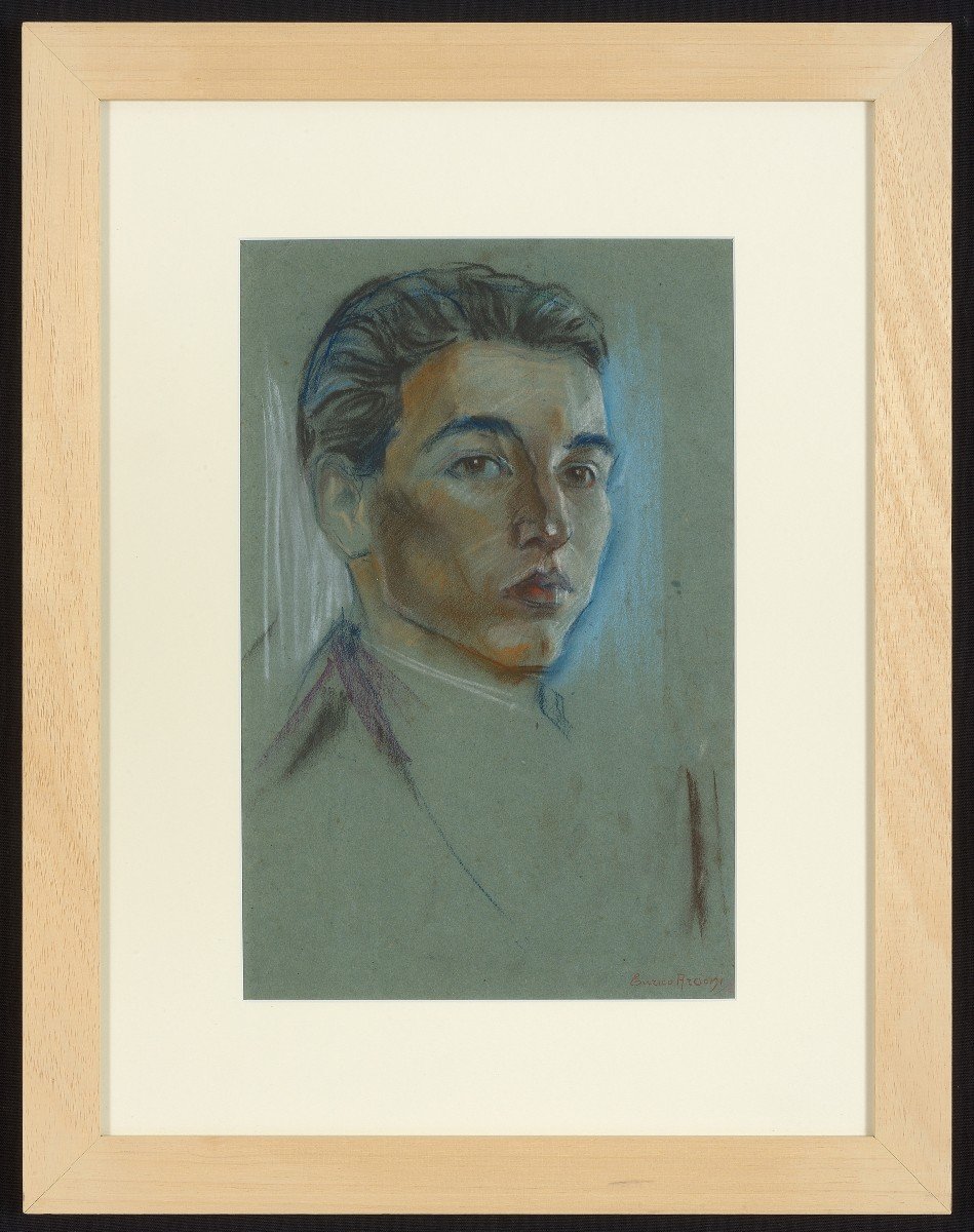 Enrico Arcioni (1875- 1954) Pastello su carta - Ritratto di ragazzo-photo-2