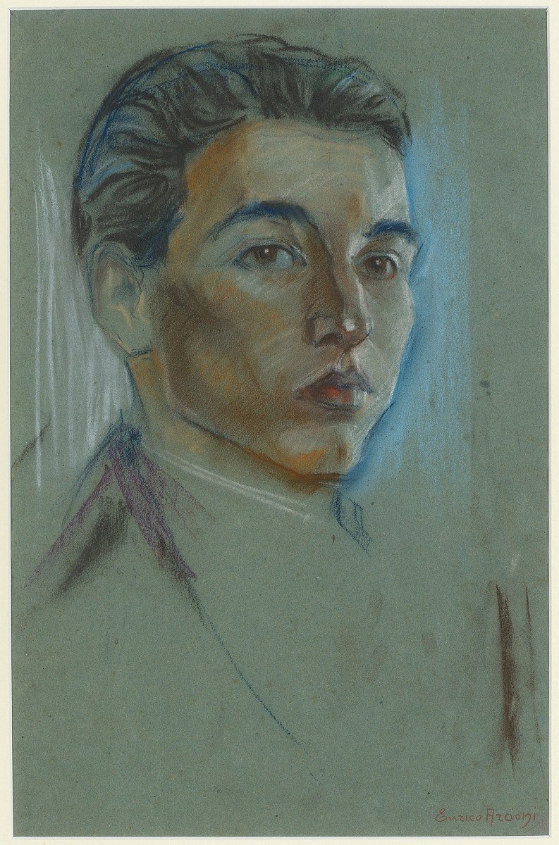 Enrico Arcioni (1875- 1954) Pastello su carta - Ritratto di ragazzo