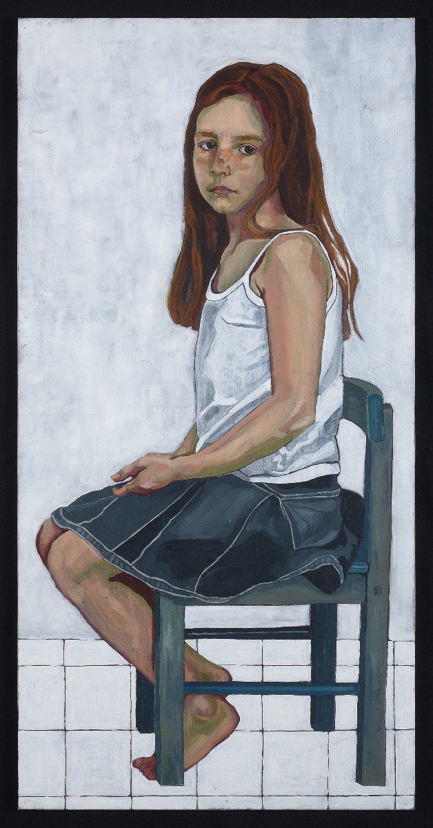 Ritratto giovane  ragazza olio su tela