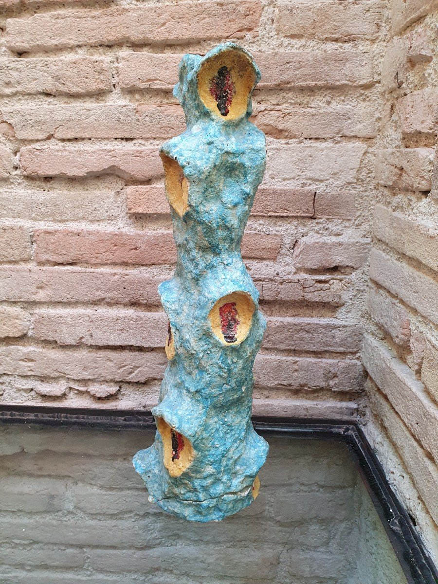 Sculpture En Forme De Vase Des Années 50, Terre Cuite émaillée-photo-2