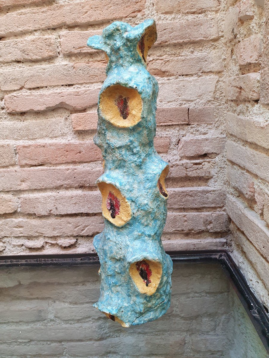 Sculpture En Forme De Vase Des Années 50, Terre Cuite émaillée