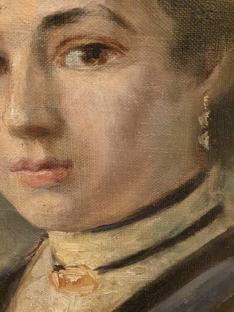 Portrait d'Une Jeune Fille - Fin Du XIXème Siècle - Huile Sur Toile-photo-3