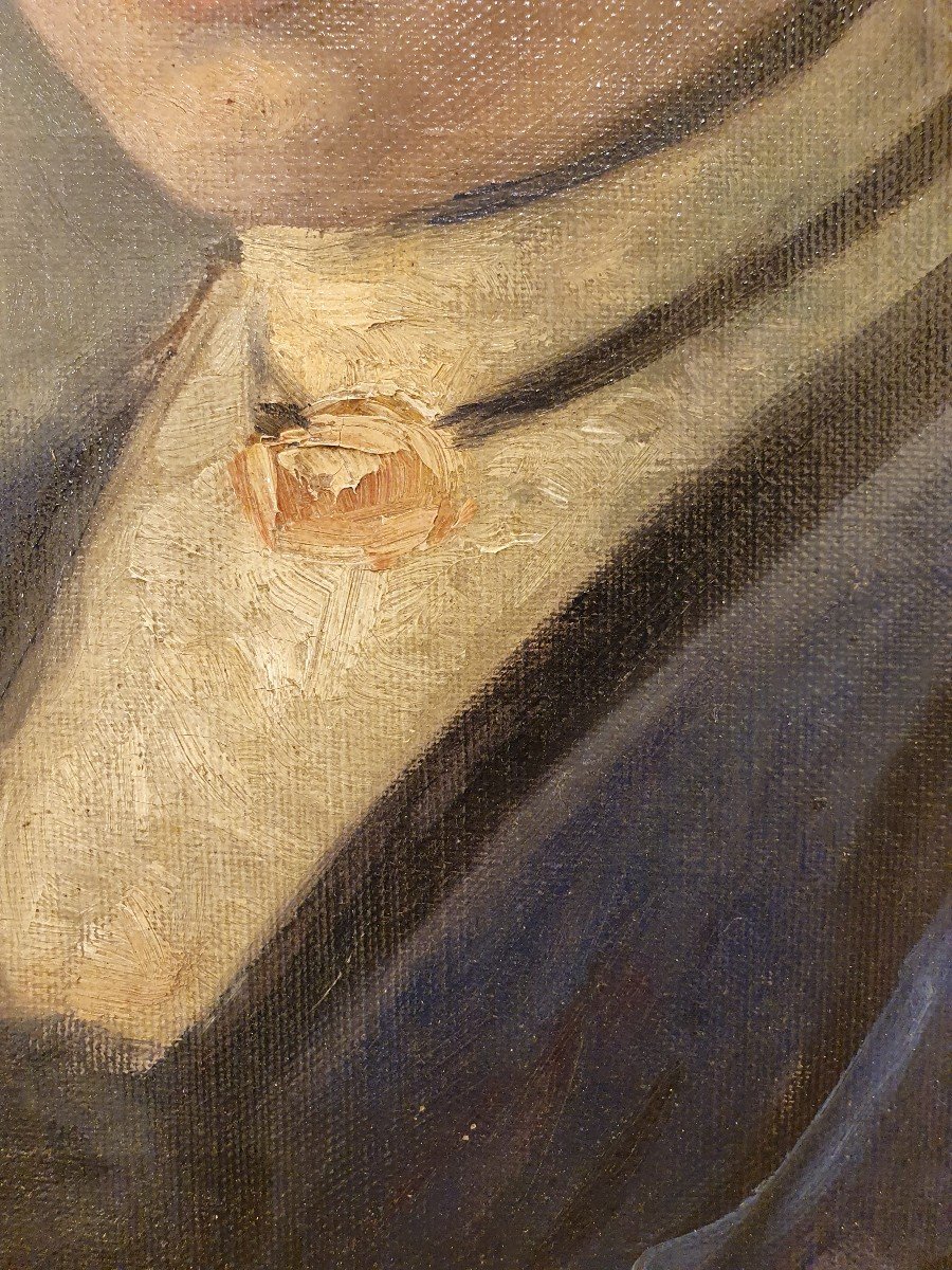 Portrait d'Une Jeune Fille - Fin Du XIXème Siècle - Huile Sur Toile-photo-1