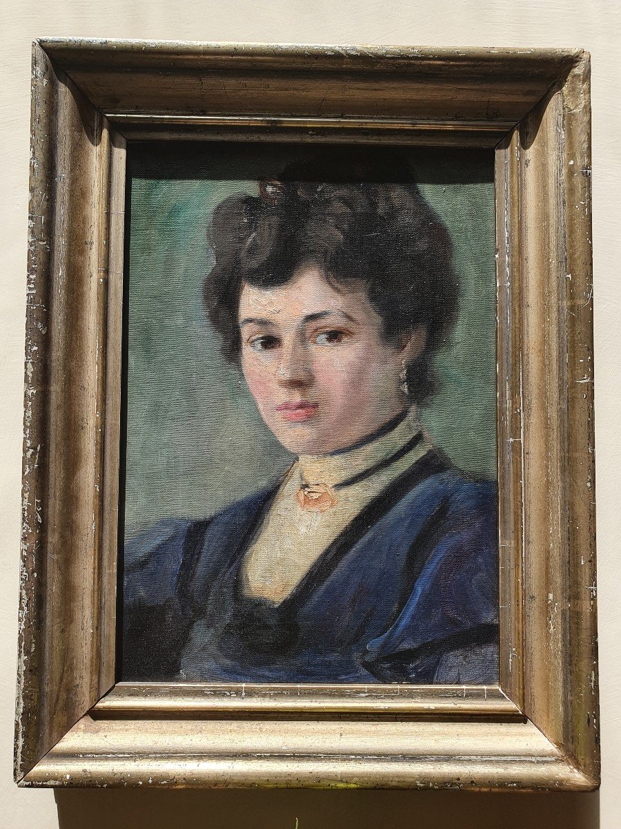 Portrait d'Une Jeune Fille - Fin Du XIXème Siècle - Huile Sur Toile-photo-4