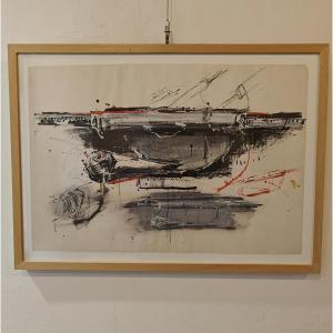 Amilcare Rambelli - tecnica mista su carta- 1966