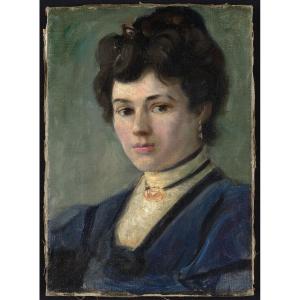 Portrait d'Une Jeune Fille - Fin Du XIXème Siècle - Huile Sur Toile