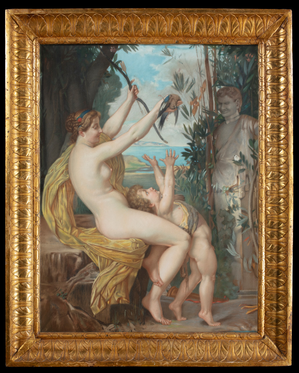Bottega di Jules Joseph Lefebvre (Tournan-en-Brie 1836 – Paris 1912) "Bacco fanciullo e ninfa"