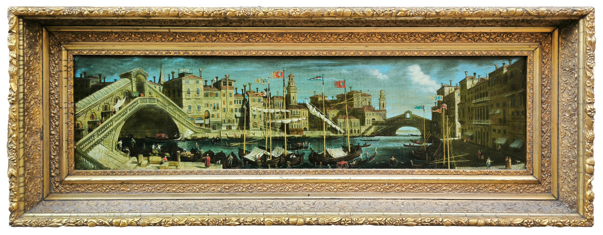 Veduta di Venezia con il Ponte di Rialto e il Canal Grande, pittore del secolo XIX