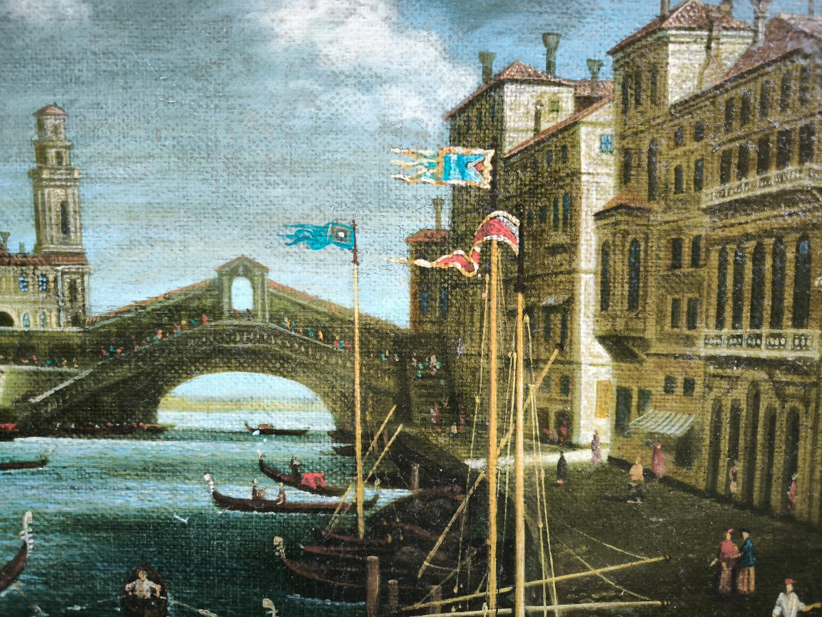 Veduta di Venezia con il Ponte di Rialto e il Canal Grande, pittore del secolo XIX-photo-1