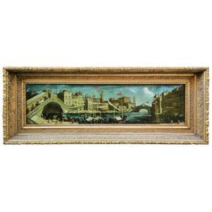 Veduta di Venezia con il Ponte di Rialto e il Canal Grande, pittore del secolo XIX