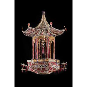 Lampadario a pagoda, manifattura francese della fine del secoloXIX / inizi del XX