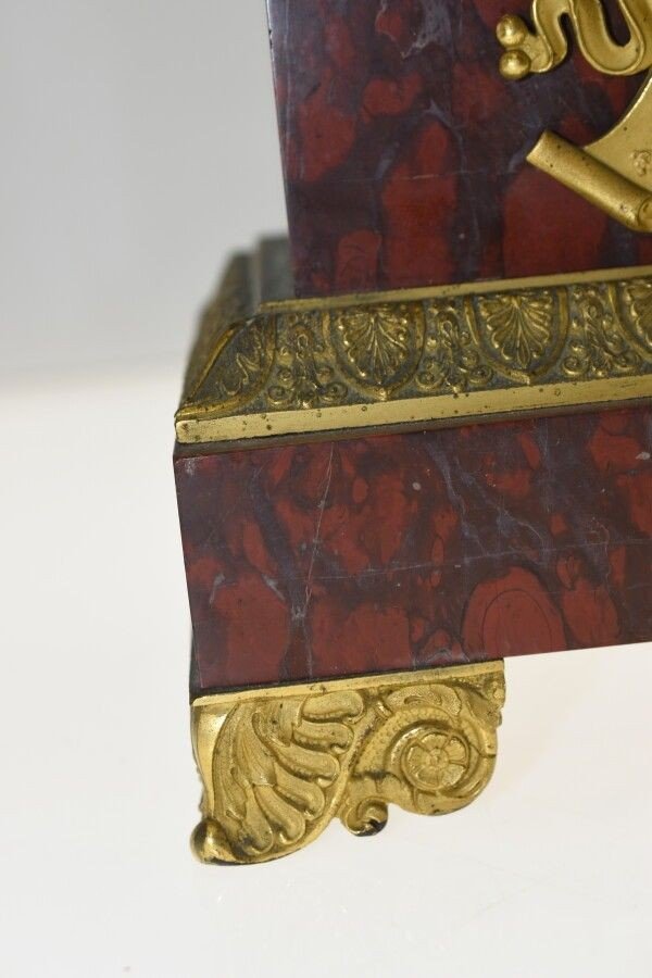 Pendolo in marmo griotte e bronzo dorato, "Allegoria dell'astronomia"-photo-3