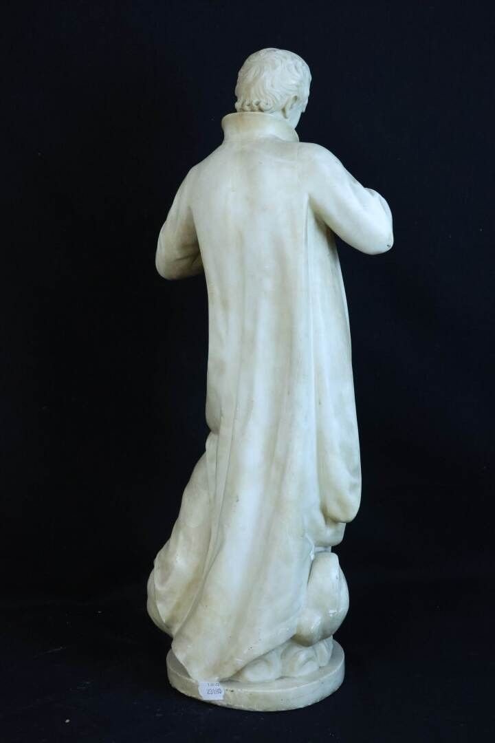 "San Luigi de Gonzaga" Scultura in alabastro. XIX secolo.  Altezza: 67 cm-photo-2