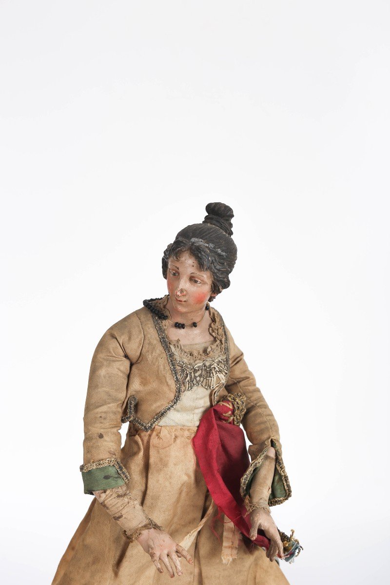 Figura del Presepe Napoletano "Donna", Canapa, Terracotta e Legno. XVIII secolo, Napoli-photo-2