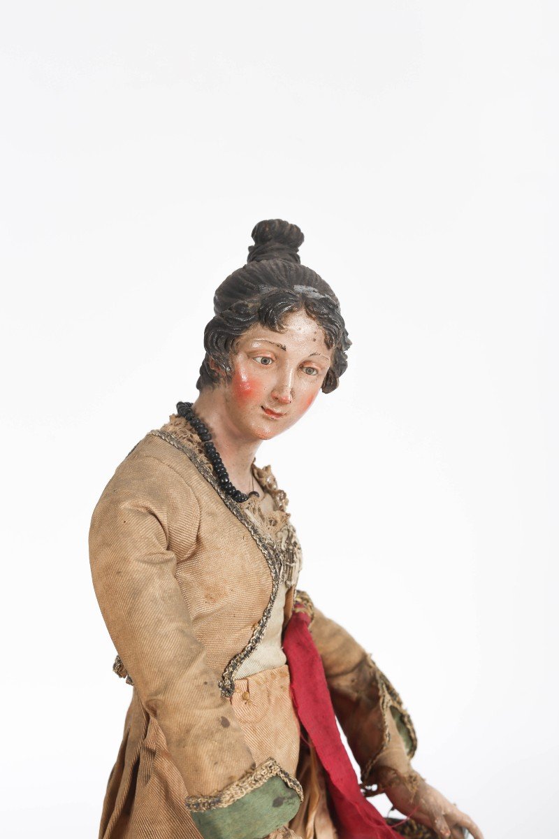 Figura del Presepe Napoletano "Donna", Canapa, Terracotta e Legno. XVIII secolo, Napoli-photo-3