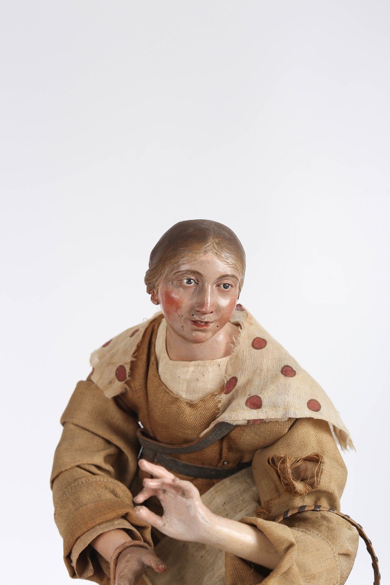 Figura del Presepe Napoletano "Donna", Canapa, Terracotta e Legno. XVIII secolo, Napoli-photo-4