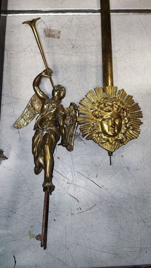 Grande applique in "Boule", con bronzi, putti e muffole di leone, marcato MOMMEJA, Montauban -photo-2