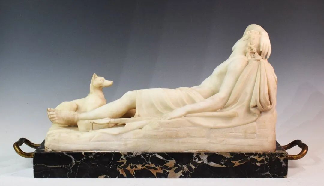 CANOVA Antonio (1757-1822), dopo "Il sonno di Endimione" Grande scultura in marmo bianco -photo-2