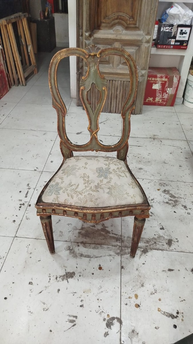 Set di sei eleganti sedie veneziane del XVIII secolo