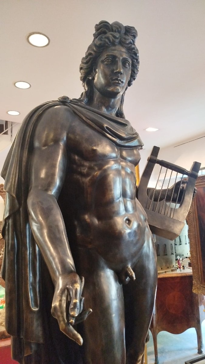 Statua in bronzo di Apollo con lira-photo-2