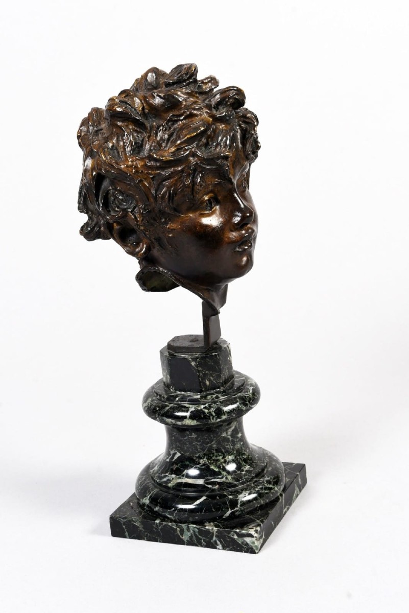 Testa di bambino – Scultura in bronzo - PUECH Denys (1854 - 1942) -photo-2