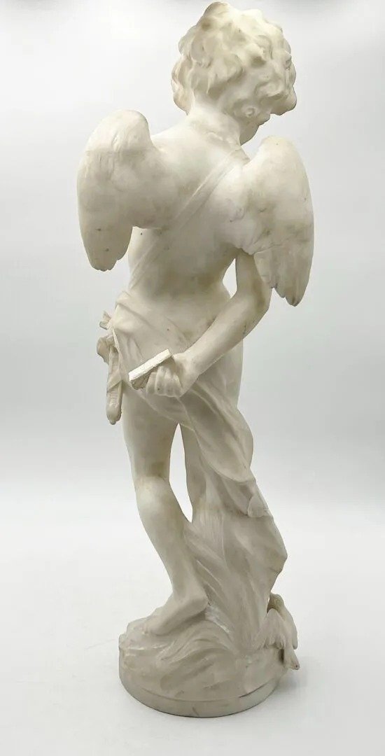 Amore con arco – Marmo firmato ETNAD Paris, 1907-photo-3