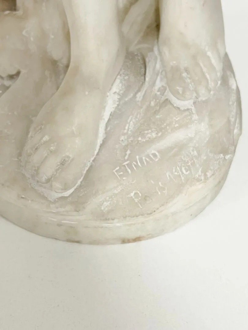 Amore con arco – Marmo firmato ETNAD Paris, 1907-photo-1