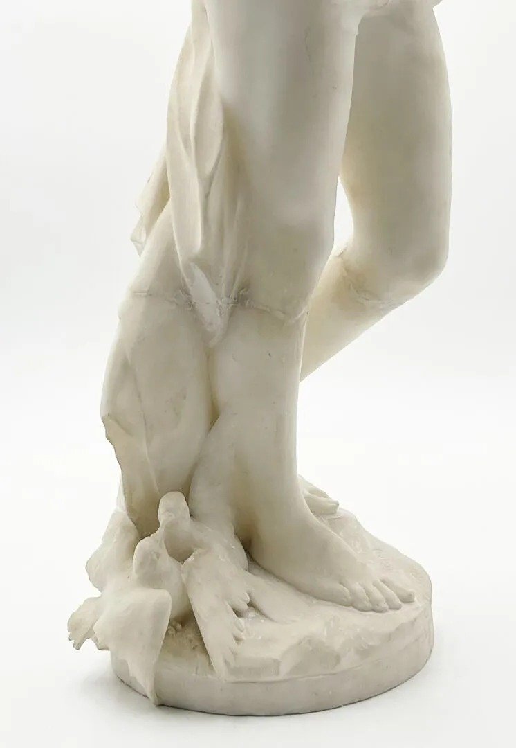 Amore con arco – Marmo firmato ETNAD Paris, 1907-photo-5