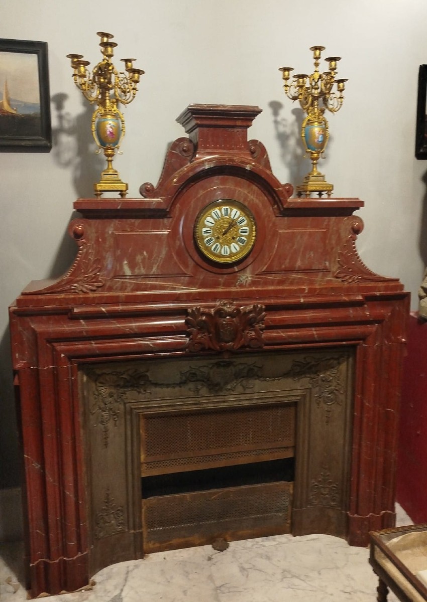 Camino in marmo rosso del XIX secolo – 164x195 cm – pezzo d’antiquariato-photo-3