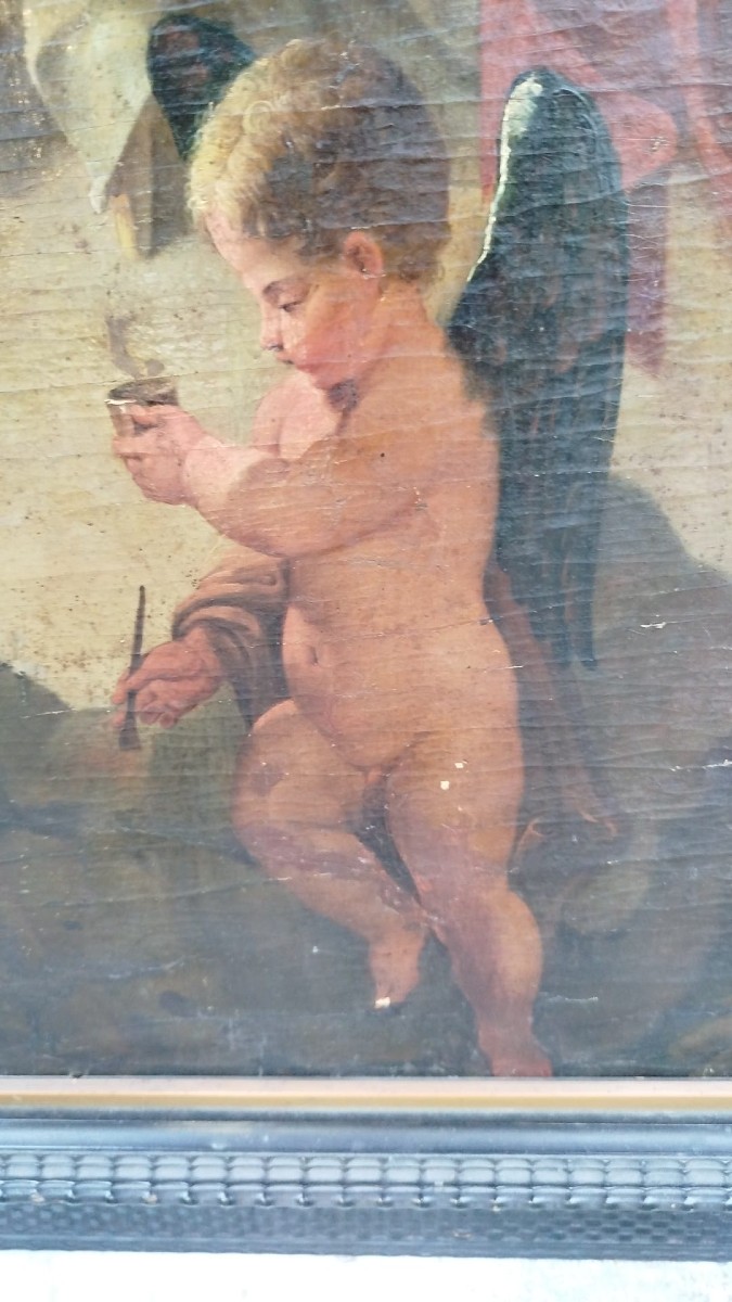 Pittore lombardo del XVIII secolo – Alessandro Magno e Apelle – olio su tela-photo-4